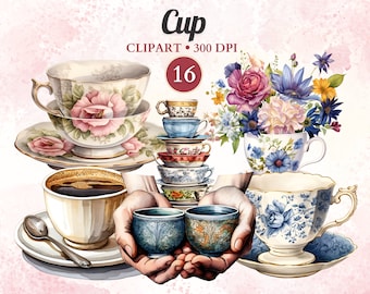 Taza Clipart, Taza de Café Clipart, Taza de Café Png, Taza de Té Clipart, Fiesta del Té, Taza, Vector de Taza de Café, Diseño de Sublimación