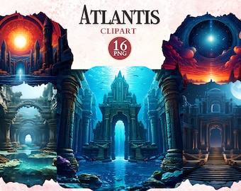 Atlantis Clipart, Atlantis Png, legendäre Clipart, verlorenes Reich, Unterwasserstadt, Mythologie Clipart, historischer Png