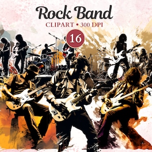 Rock Band Clipart, Banda Png, Rockstar, Guitarrista, Batería, Músico, Música Rock, Concierto, Música Clipart, Música Png