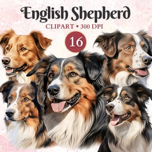 Imágenes Prediseñadas de pastor inglés, silueta de pastor, silueta de perro, gráficos de mascotas, vector de perro, imágenes prediseñadas caninas, libro de chatarra