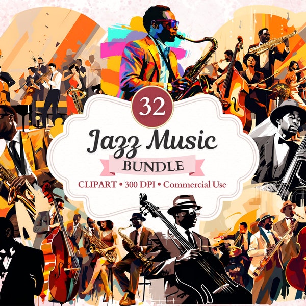 Jazz Music Clipart Bundle, Jazz Band, Jazz Musician, Musician Png, Concert, Live Music, Music Clipart, Music Png, Blues