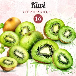 Kiwi Clipart, Fruit Clipart, Watercolor Fruit, Tropical Flavor, Healthy Food Png, Exotic Food, Scrap Book