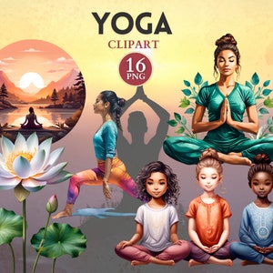 Yoga Clipart, Yoga Png, Yoga Poses, Mindfulness, Mindful Clipart, Meditation Png, Meditative Image, Sport Graphics