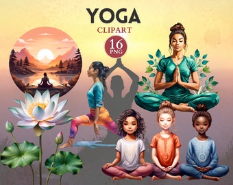 Yoga Clipart, Yoga Png, Yoga Poses, Mindfulness, Mindful Clipart, Meditation Png, Meditative Image, Sport Graphics