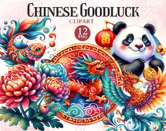 Imágenes prediseñadas chinas de buena suerte, vector dragón, símbolo chino, símbolo de suerte, año del dragón, estética china, diseño asiático