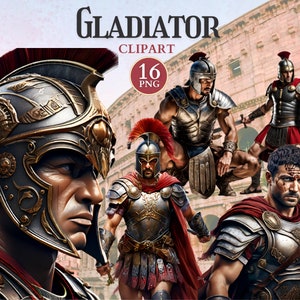 Gladiator clipart, gladiator png, clipart uit het oude Rome, Romeinse clipart, historische png, fantasieverhaal, schrootboek