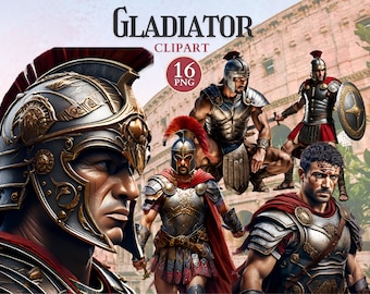 Gladiator clipart, gladiator png, clipart uit het oude Rome, Romeinse clipart, historische png, fantasieverhaal, schrootboek