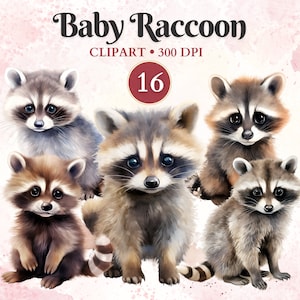 Clipart bébé raton laveur, clipart animaux de la forêt, animal de la forêt, chambre d'enfant, décoration de genre, faire-part d'anniversaire