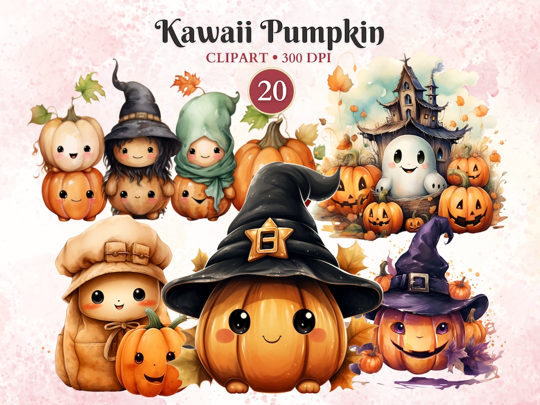 Kawaii Pumpkin Clipart Halloween Clipart Cute Pumpkin - Etsy