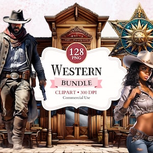 Western Clipart Bundle, Cowboy Clipart, Wilder Westen Png, amerikanischer Westen, Cowboy Bild, Ranch Bild, Land Grafiken