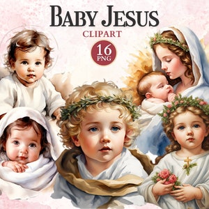 Clipart di Gesù Bambino, Clipart della Natività, Png della Bibbia, Png di Gesù, File di taglio della fede, Icone cattoliche digitali, Silhouette della Natività