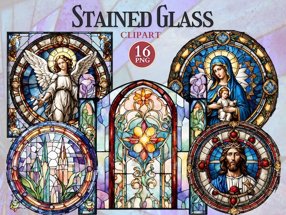 Stained Glass Clipart, Catholic Church, Religious Clipart, Christian Icon, Catholic Icons Digital, Gothic Window