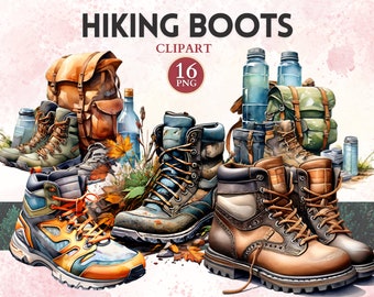 Hiking Boots Clipart, Hiker Png, Hiking Clipart, Explore Png, Travel Icon, Mountain Vector, Hiking Graphics, Sport Image