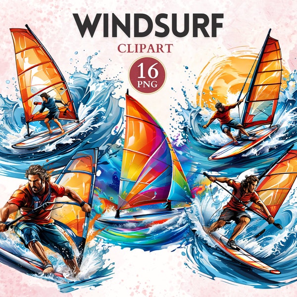 Windsurf Clipart, Windsurfer, Water Sport, Summertime Clipart, Vacation, Sea Png, Wave, Sport Graphics, Sport Image