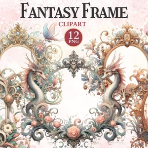 Fantasy Rahmen, wunderliche Png, alte antike druckbare Rahmen, Märchen, verziertes Bild, Ränder Clipart, Sublimationsdesign