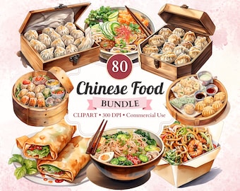 Chinesisches Essen Clipart Bundle, China Clipart, Asiatisch Küche, Asiatisches Essen, Essen Clipart, Essen Vektor, Kochen Clipart, Rezept Clipart