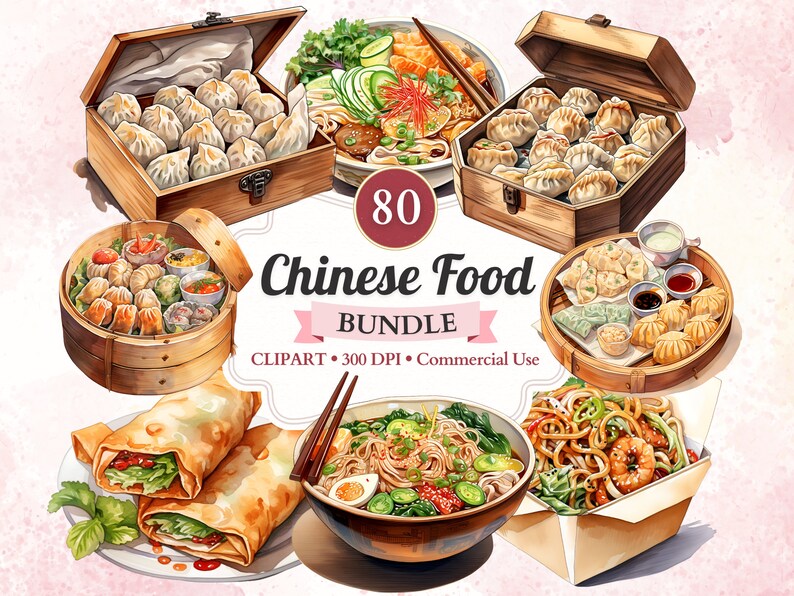 Chinese Food Clipart Bundle, China Clipart, Asian Cuisine, Asian Food, Food Clipart, Food Vector, Cooking Clipart, Recipe Clipart image 1