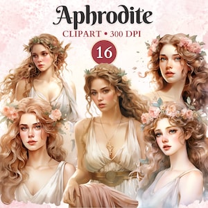 Clipart Aphrodite, merveille lunatique, clipart mythologie, déesse grecque, Grèce antique, mythologie grecque, mont Olympe