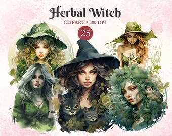 Clipart strega alle erbe, erba magica, strega verde, stregoneria magica, arte fantasy strega, clipart fiaba, Wiccan Png