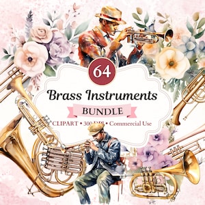 Brass Instrument Clipart Bundle, Wind Instrument, Musical, Music Clipart, Music Png, Musician, Orchestra, Marching Band