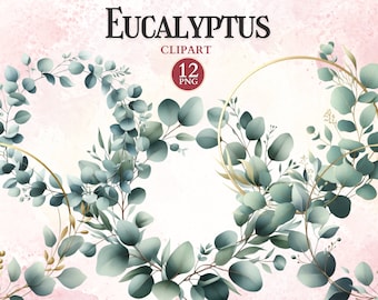 Eucalyptus Frame Clipart, Leaves Border Clipart, Printable Photo Frame Png, Nature Greenery Wreath, Picture Ornament, Wedding Invitation