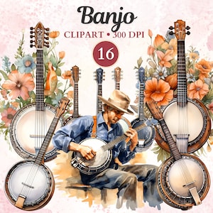 Banjo Clipart, Banjo Png, Musician, String Instrument, Musical Instrument, Music Clipart, Music Png, Sublimation