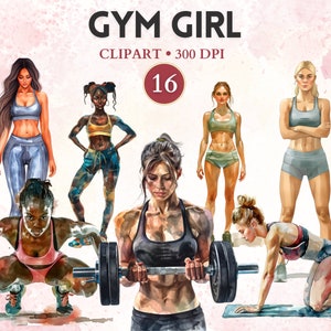 Gym Girl Clipart, Gym Png, Fitness Graphics, Workout Png, Exercise Png, Workout Clipart, Sport Graphics, Sport Image