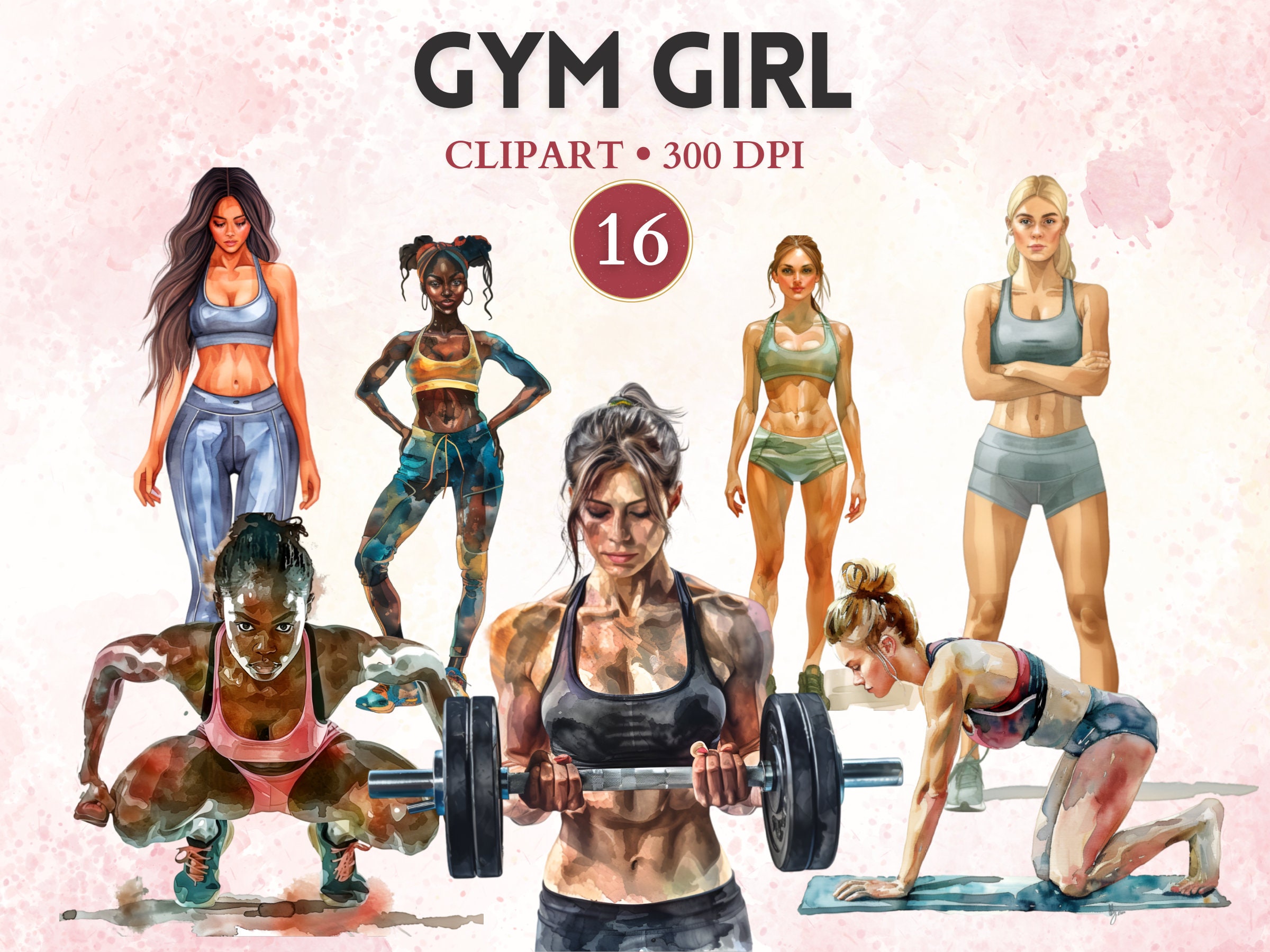 Gym Girl Clipart, Gym Png, Fitness Graphics, Workout Png, Exercise Png, Workout Clipart, Sport Graphics, Sport Image