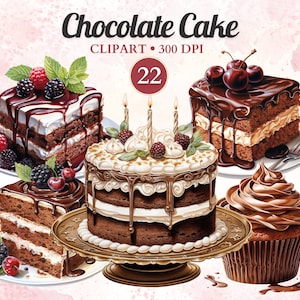 チョコレート ケーキのクリップアート、水彩画、誕生日、ケーキ PNG、誕生日パーティー、デザート、お菓子、水彩画 PNG、透明 PNG、即時ダウンロード