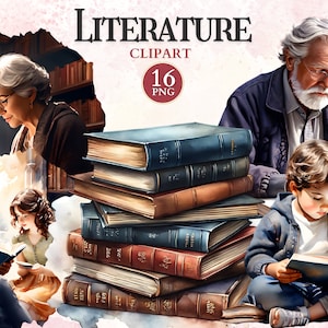 Literature Clipart, Literary Image, Bookworm, Library Png, Book Clipart, Bookish Png, Study Png, Reading Image, Reading Nook