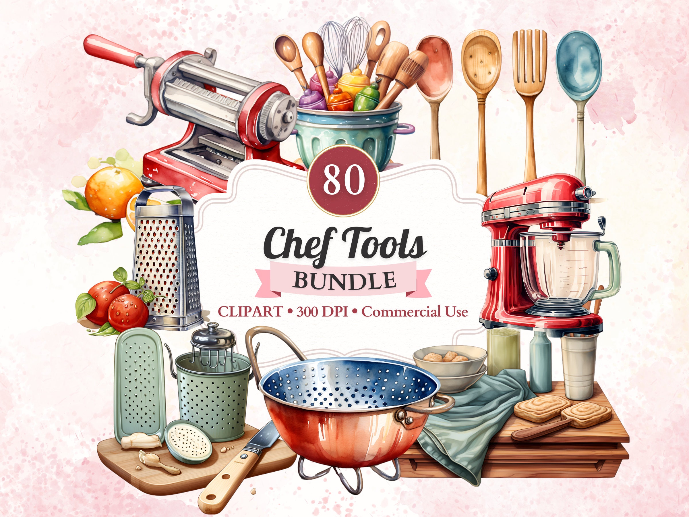 Cooking Tools Clipart, Cute Kitchen Items, Kitchen Tools, Chef, Bakery,  Baking Tools, Clipart, Clip Art, Commercial Use 