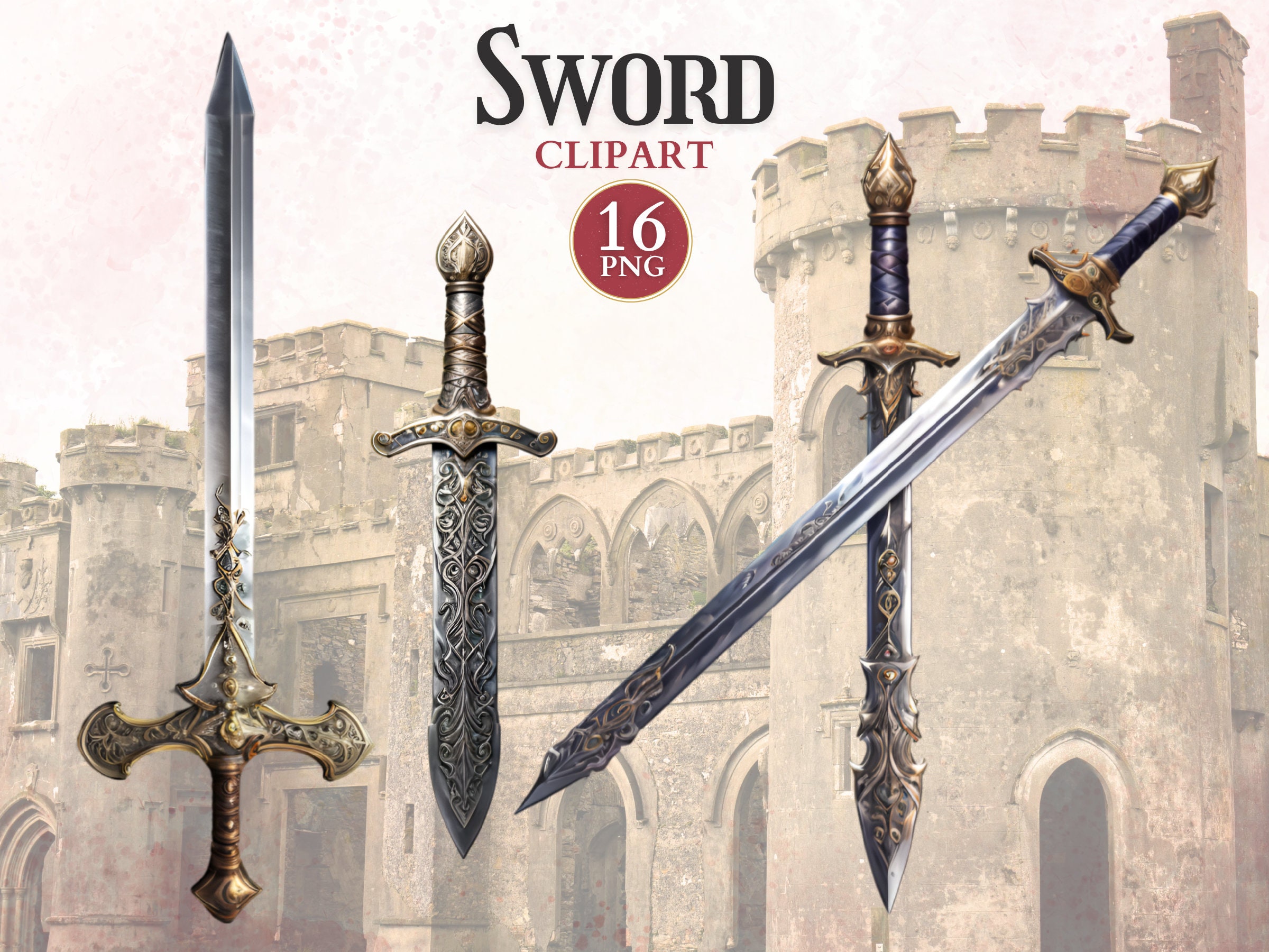 Sword Clipart, Sword Image, Knight Clipart, Medieval Knight, Medieval Image, Historical Png, Fantasy Story, Scrap Book