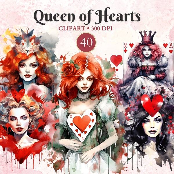Queen of Hearts Clipart, Fairytale Character, Diva Glamour, Flawless Lady, Fantasy Story, Faitytale Queen, Whimsical