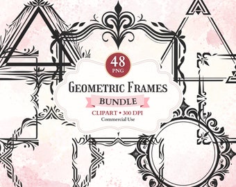 Geometrische Rahmen Clipart, druckbare Bilderrahmen Png, verzierte Bild, Rahmen Clipart, dekorative Elemente, Scrapbooking, Sublimationsdesign