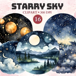 Sternenhimmel Clipart, Aquarell, Sternenhimmel, Weltraum Clipart, Stern, Mond Png, magische Galaxie, himmlisch, verträumt, Himmel, mystisch, kosmisch