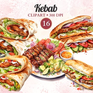 Kebab Clipart, Meat Clipart, Grill Clipart, Meal Clipart, Gyro, Junk Food, Kitchen Clipart, Dinner, Cooking Png, Food Vector