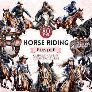 Horse Riding Clipart Bundle, Horse Rider Clipart, Horseback Riding, Equestrian Png, Horse Png, Sport Graphics