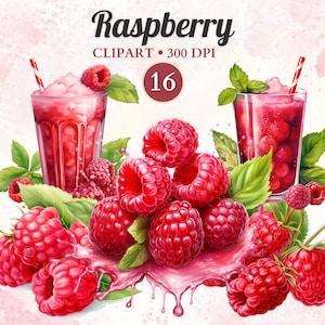 Raspberry Clipart, Raspberry Png, Berries, Watercolor Fruit, Healthy Food Png, Natural Food, Sweet Delight, Scrap Book