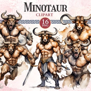 Clipart Minotaure, Créature Mythique, Clipart Mythique, Figurine Fantastique, Personnages Animés, Minotaure, Mythologie Grecque