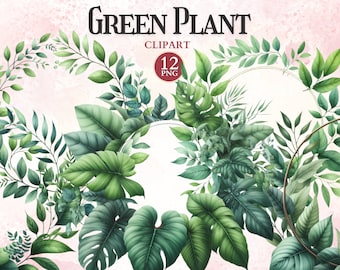 Green Plant Frame Clipart, Botanical Leaves Border, Printable Photo Frame Png, Nature Greenery Wreath, Picture Ornament, Wedding Invitation