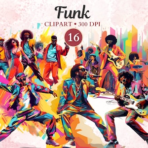 Funk Clipart, 70s Funk Music, Musician Png, Dancer Clipart, Dance Png, Afro American Music, Music Clipart, Music Png