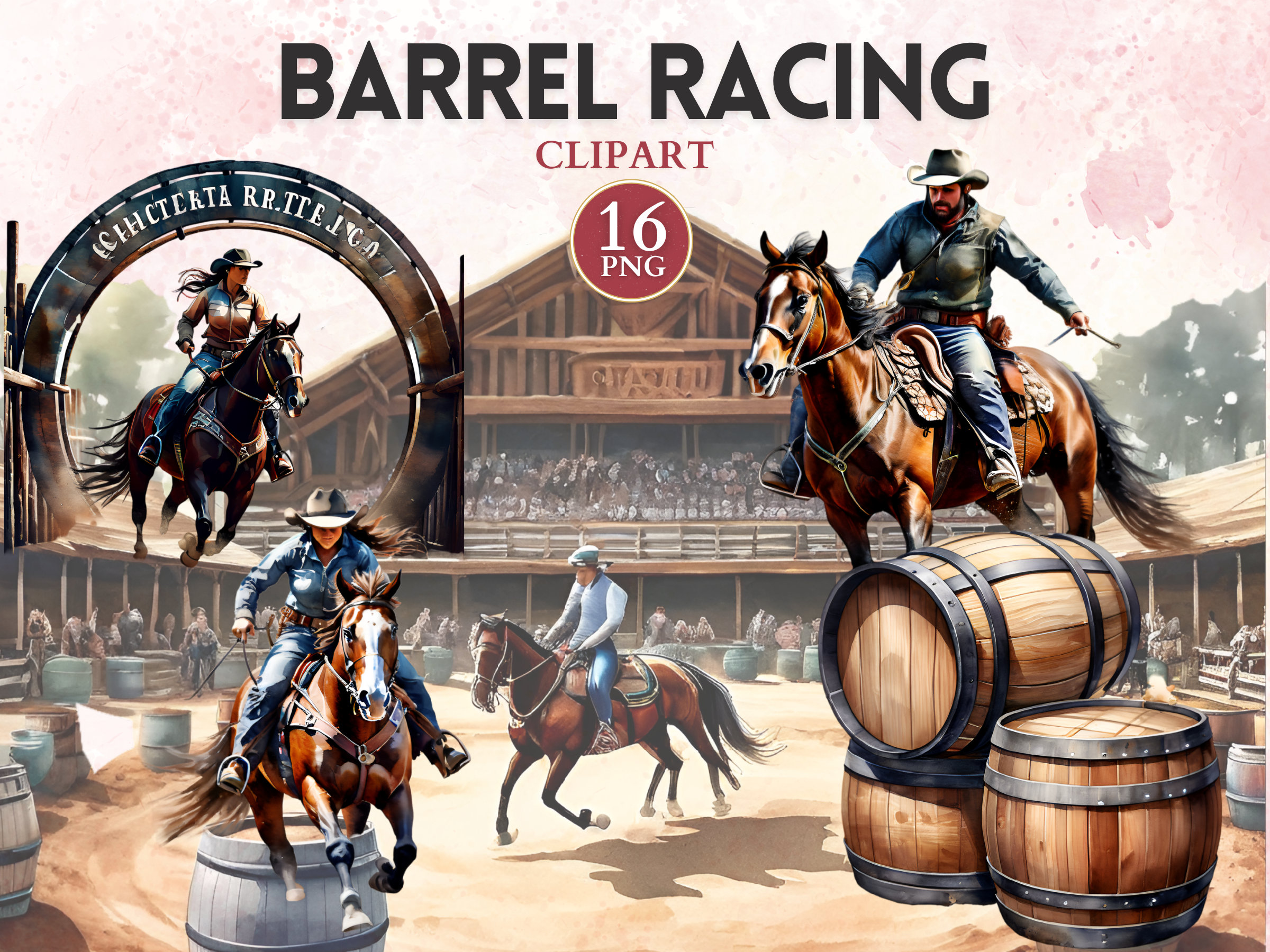 Barrel Racing Clipart, Horse Riding Clipart, Horseback Riding ...