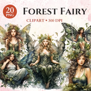 Forest Fairy Clipart, Enchanted Forest, Fairy Wings, Magical Mystical Art, Fairy Png, Fantasy Clipart, Transparent Png, Instant Download