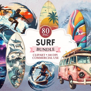 Surf Clipart Bundle, Surf Png, Surfing Graphics, Surfboard Png, Surfer Clipart, Ocean, Wave, Sport Graphics, Sport Image