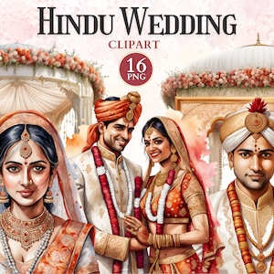 Clipart de casamento hindu, divindade hindu, deusa indiana, símbolos culturais, Sangeet, clipart de casamento indiano