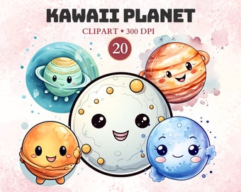 Kawaii Planet Clipart, Acuarela, Espacio Lindo, Galaxy Clipart, Universo, Png, Espacio Exterior, Aventuras, Gráficos, Fiesta, Sistema Solar, Cosmos