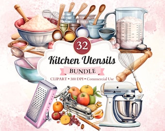 Kitchen Utensils Clipart Bundle, Kitchen Clipart, Kitchen Item, Cooking Clipart, Cooking Png, Cooking Vector, Food, Cuisine Png