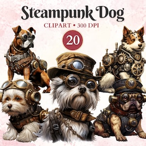 Imágenes Prediseñadas de perro Steampunk, efímera Steampunk, perro victoriano, personaje de cuento de hadas, historia de fantasía, libro de chatarra