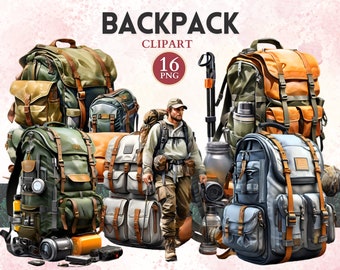 Backpack Clipart, Hiker Png, Hiking Clipart, Explore Png, Travel Icons, Mountain Vector, Hiking Graphics, Sport Image