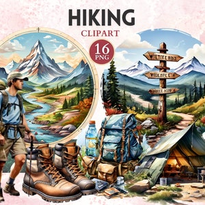 Hiking Clipart, Hiker Clipart, Hiker Png, Explore Png, Travel Icons, Mountain Vector, Hiking Graphics, Sport Image